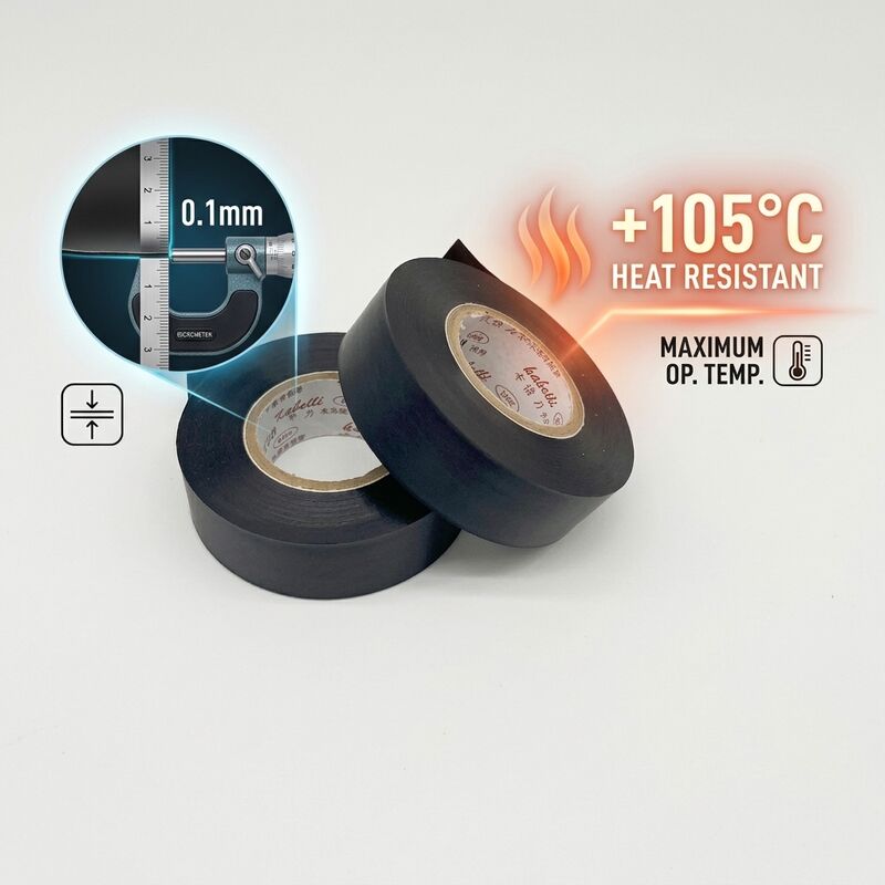 Black PVC Electrical Insulation Tape 0.1mm 105C Stable Performance for Wire Harness Wrap