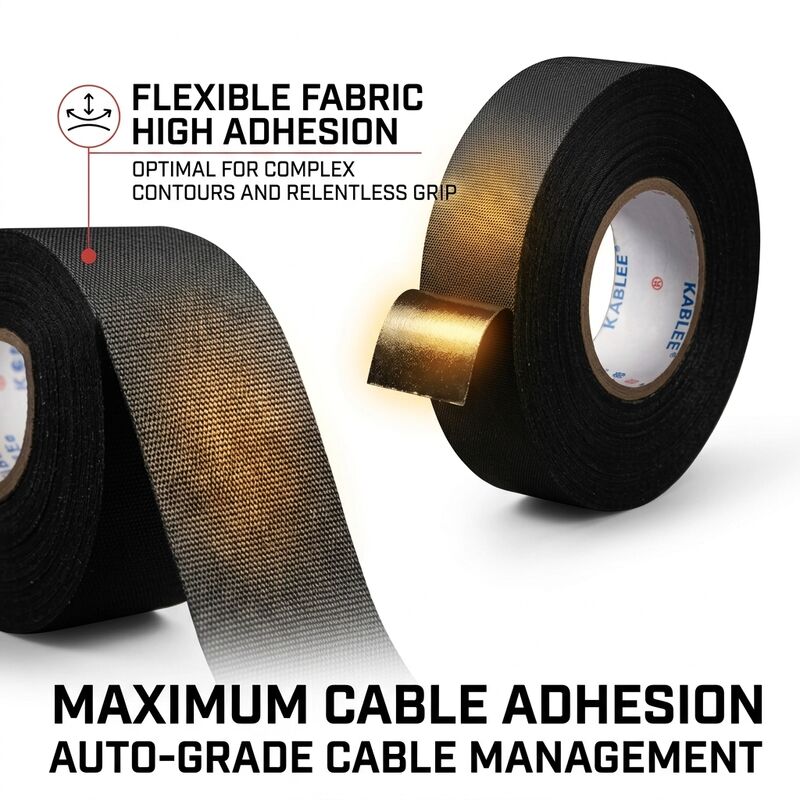 Engine Bay Cloth Wire Harness Tape 38mm x 25m High Temperature Resistant Automotive Loom Wrap