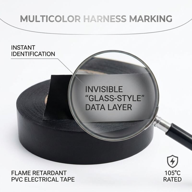0.1mm Black PVC Electrical Insulation Tape Flame Retardant Automotive Harness Wrap 19mm 25m